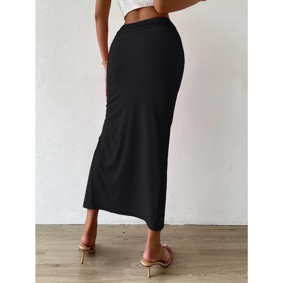 Twist Front Split Thigh maxi Skirt black - Picture 2 of 5
